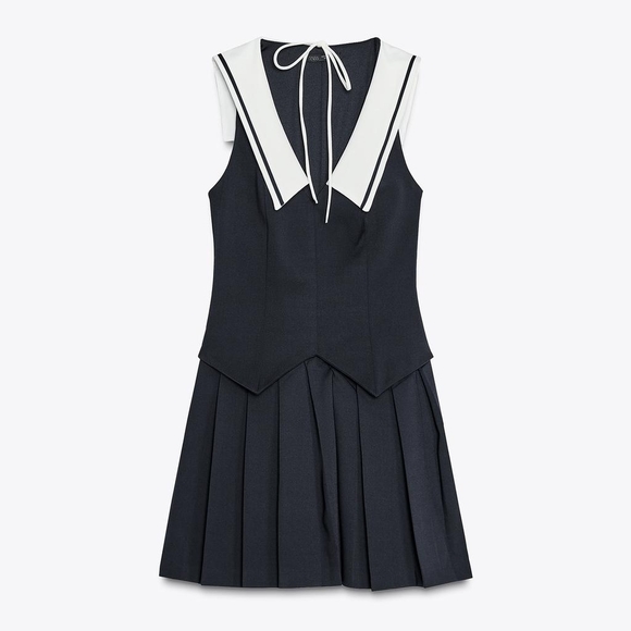 ZARA SHORT PLEATED DRESS SIZE L - Picture 10 of 12